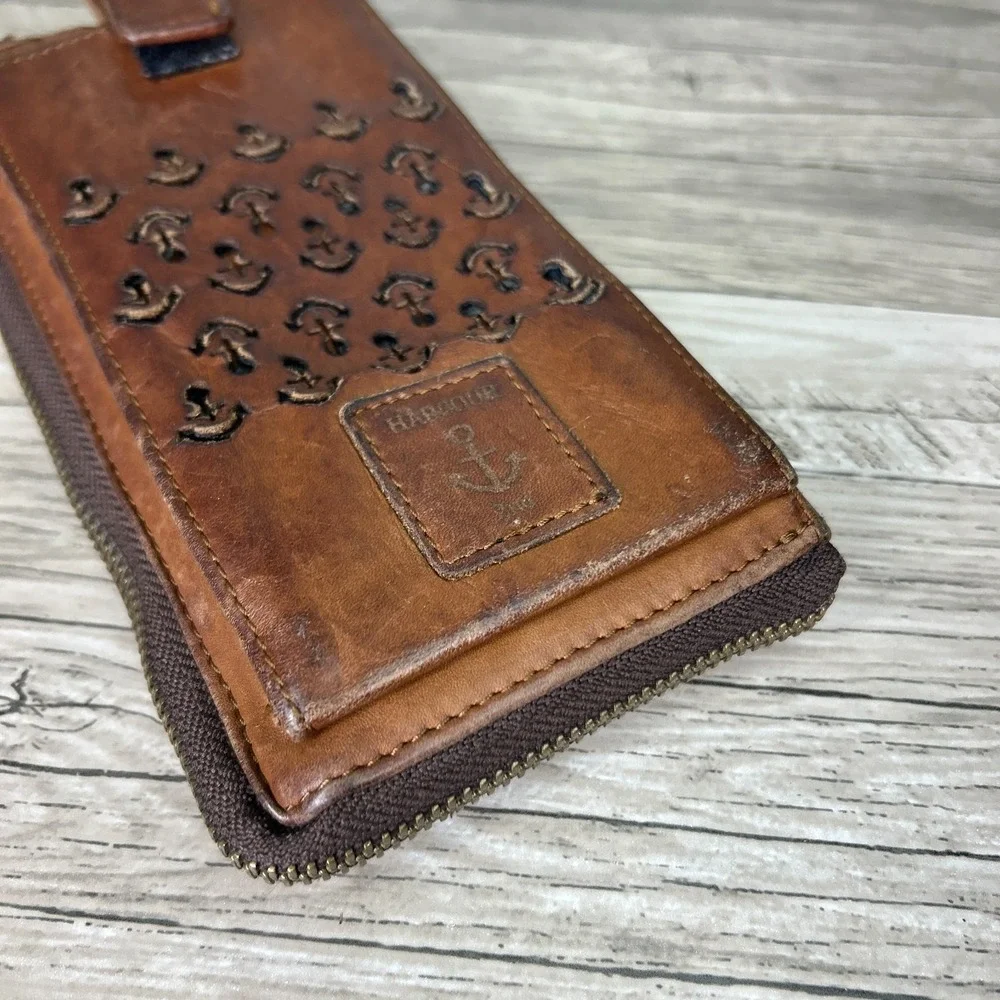 Harbour 2nd Leather Phone Wallet‎ Clutch Purse Perforated Anchor NO STRAP